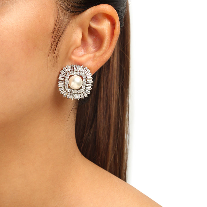 Aarna Diamond Pearl Studs