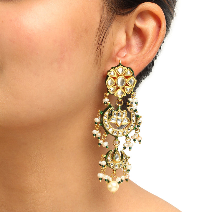 Abiya Pearl and Polki Earrings