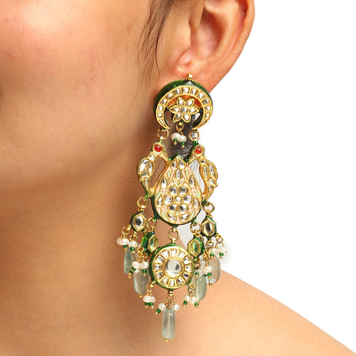 Effat Fluorite Meenakari Earrings