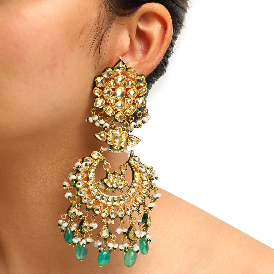 Mannat Emerald Polki and Pearl Chandbali