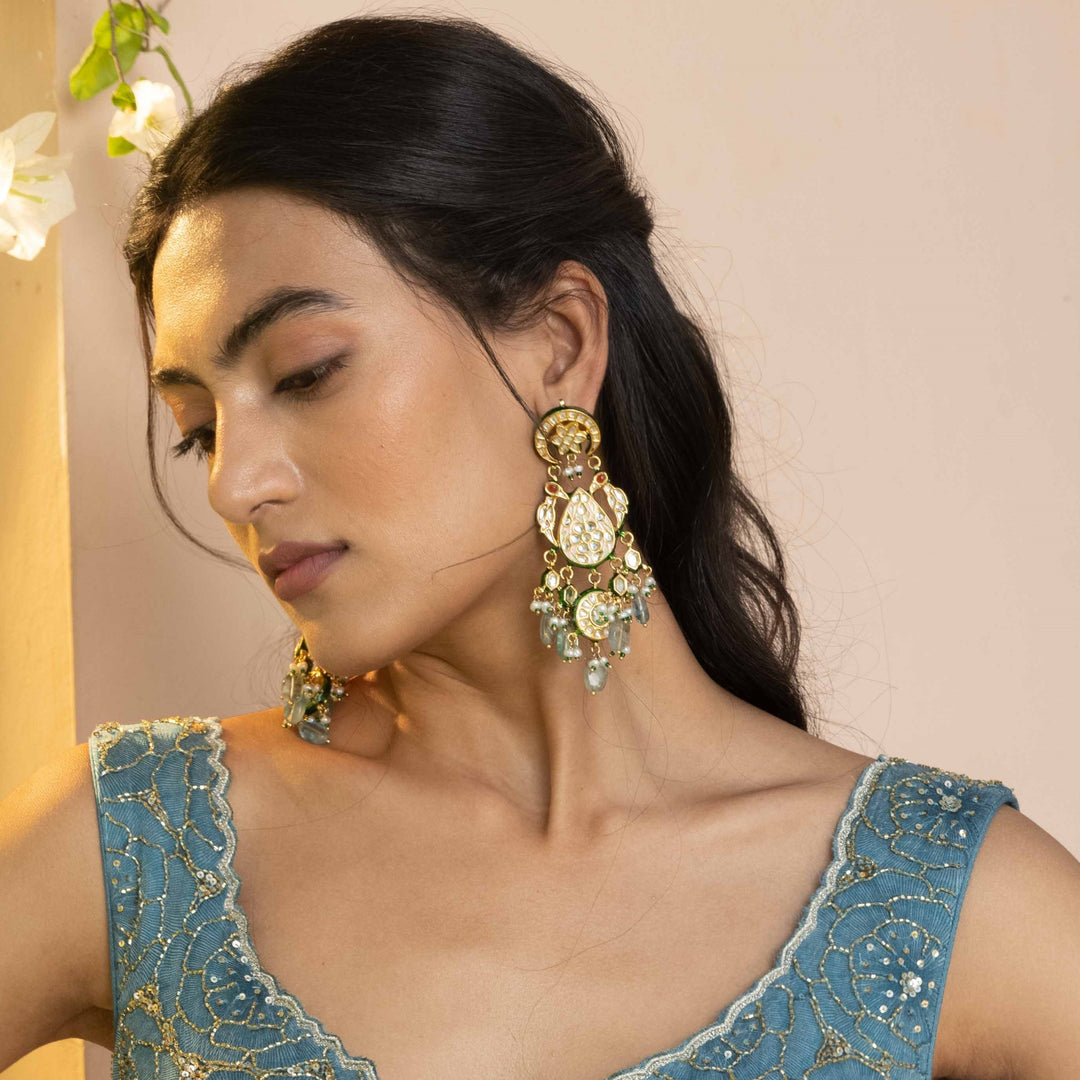 Effat Fluorite Meenakari Earrings