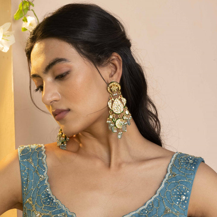 Effat Fluorite Meenakari Earrings